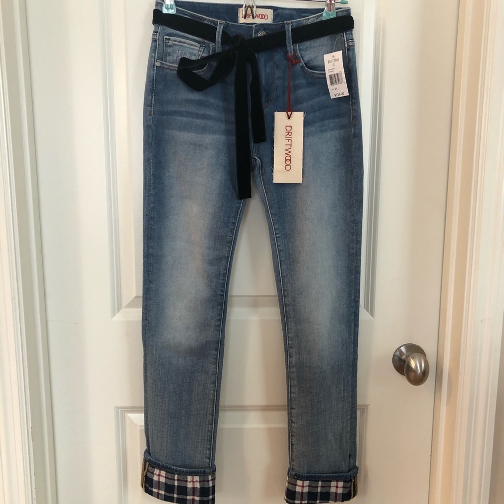 Driftwood Colette Plaid Cuff Jeans